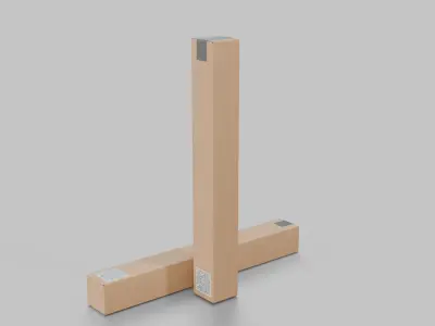 Tall Narrow Cardboard Box - Rigged and Fully Customizable Low-poly 3D model