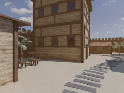 Desert Fortress Village 3D model