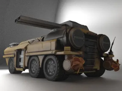 Amphibious Tank Rigged Low-poly 3D model