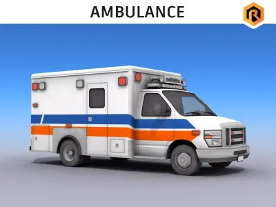 Ambulance Vehicle Low-poly 3D model