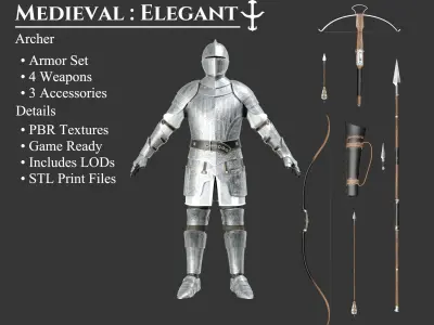 Medieval Collection Elegant Archer 3D Model Pack