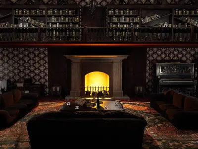 Whispering Shadows A Victorian Gothic Library 3D model