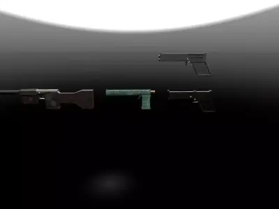 Pack 4 gun  Free low-poly 3D model