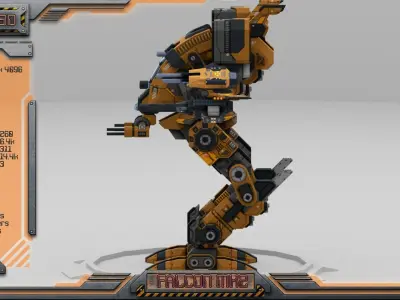 Falcon MK2 Lowpoly Animated BattleMech Low-poly 3D model