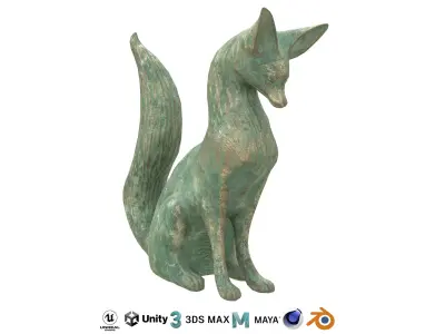 Fox oxydated statue 3D model