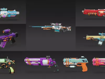 Cartoon Cyber Weapons 3D Models Pack PBR Low-poly 3D model
