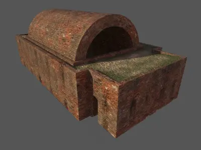 Old Brick Building Low-poly 3D model