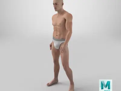 Man Character in Underwear Standing 3D model