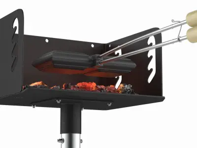 Cast Iron Sandwich Press in Metal Grill 3D model