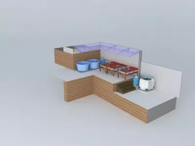 Aquapônico system 12- Aquaponics Beira Mar-2 tanks 1000L IBC ... 3D model