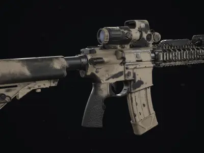 Daniel Defense MK18 Painted Low-poly 3D model