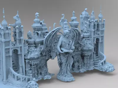 Ancient temple Stone temple front 2 3D model