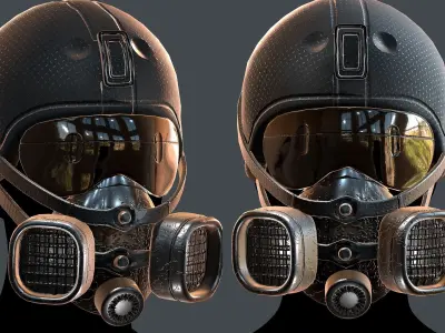 Gas mask helmet 3d model scifi Low-poly  Low-poly 3D model 31