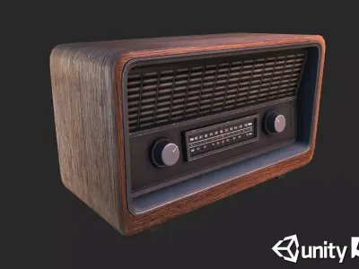 Retro Radio Low-poly 3D model