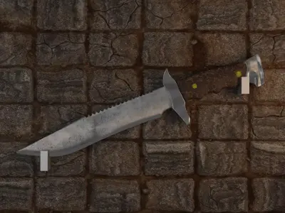 Combat knife Low-poly 3D model 5
