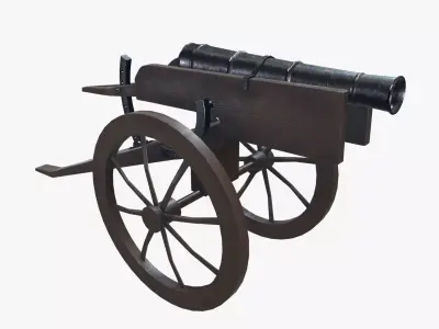 Medieval Cannon V05 New Low-poly 3D model