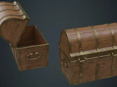 Wooden Chest 1B Low-poly 3D model