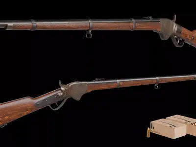 Spencer Repeating Rifle and Ammunition Set Low-poly 3D model