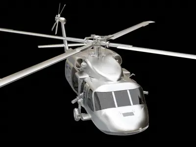 Helicopter silver 3D model