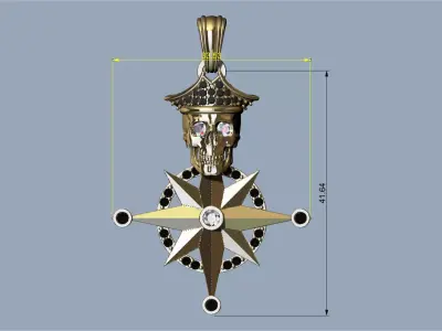 Pirate skull pendant in star- Dije calavera en estrella  3D print model