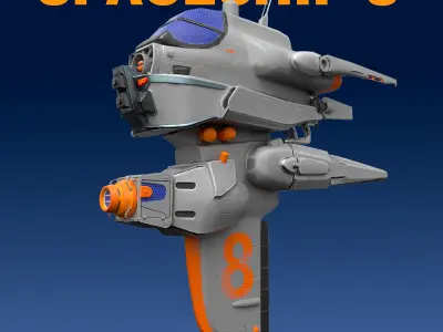 Spaceship 8 lowpoly 3D model for Game AR VR Low-poly 3D model