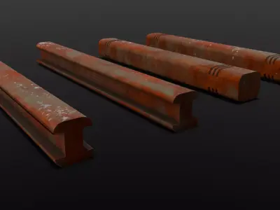 Rusted Beams 3D Model  Low-poly 3D model