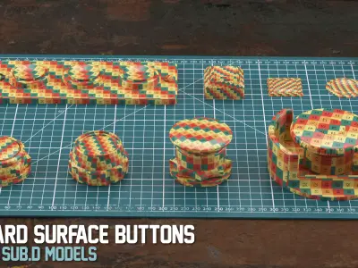 35 Sub-D Hard Surface Buttons 3D model