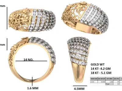 high jewelry gold diamond ring 3D print model