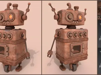 Stylized Robot Oven Low-poly 3D model