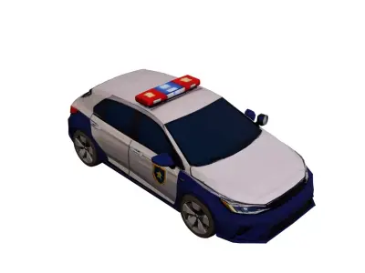 Low Poly Modern Police Car Vehicle Model PBR Texture Low-poly 3D model