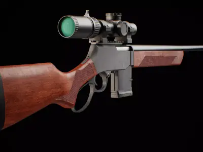 henry supreme lever action rifle with scope Low-poly 3D model