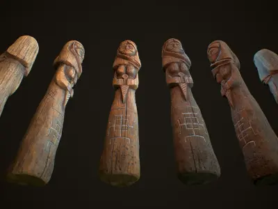 Totem wood 6 pbr 4k  Low-poly 3D model