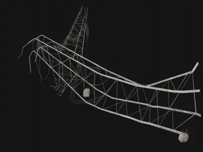 POST APO HIGH VOLTAGE TOWERS MAST RUINED CONSTRUCTION COLLECTION Low-poly 3D model