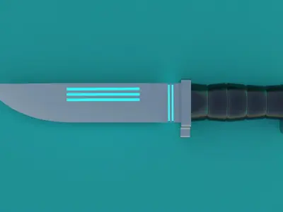 SCI-FI knife 3D model blue Low-poly 3D model