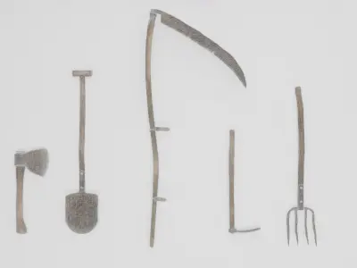 Medieval Village Pack Garden Tools Nanite-ready Low-poly 3D model