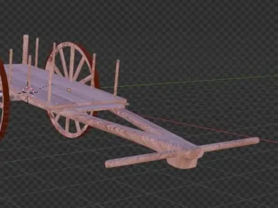 Old wooden Bull Cart 3D model