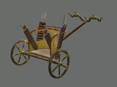 Chariot wooden cart Low Poly 3D Model Low-poly 3D model
