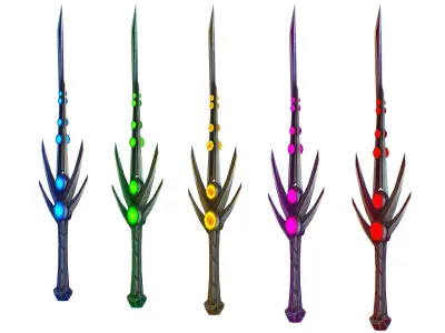 a set of cutting weapons Low-poly 3D model 5