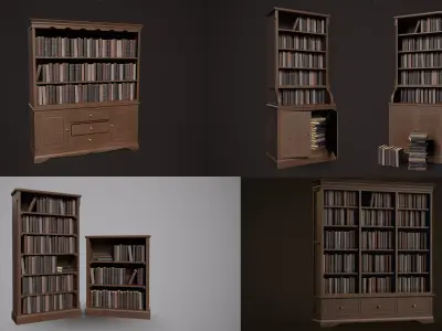 Victorian Bookcase Collection 3D Model Pack