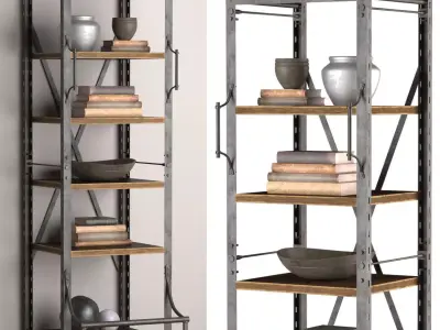 Narrow Bookcase French Library 3D model