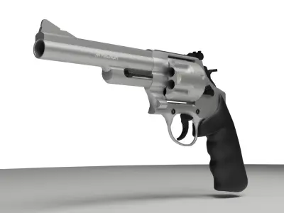 Realistic Low Poly Gun   44 Style Revolver Low-poly 3D model