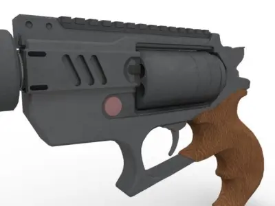 Silenced Revolver  Low-poly 3D model