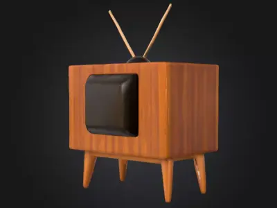 Retro Television Set Low-poly 3D model