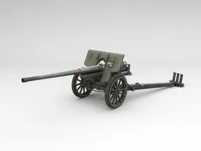 Low Poly Type 92 10 cm cannon Low-poly 3D model