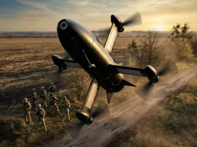 Ukrainian interceptor drone P1-Sun SkyFall Low-poly 3D model