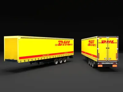 Semi trailers set Low-poly 3D model