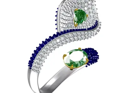 Antique Peacock Feather Cocktail Ring 3D print model