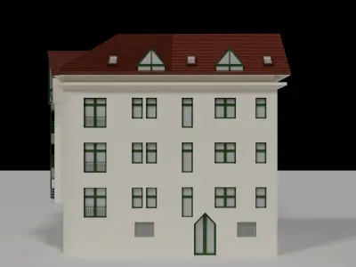 Parisian Town Building with Terracotta Roof Tiles  Low-poly 3D model