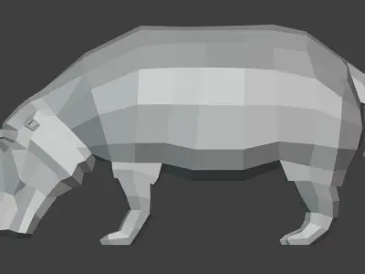 Low Poly Hippo with Concrete Texture Low-poly 3D model