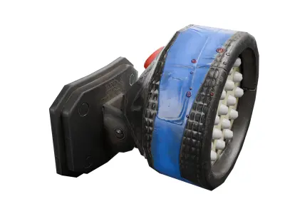 Post apocalyptic damaged flashlight headlamp Low-poly 3D model